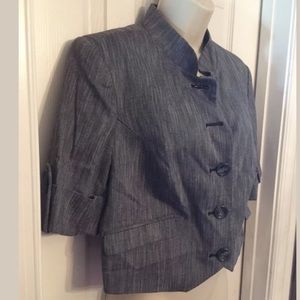 The Limited Peplum GRAY Jacket Blazer sz L5 BUTTON